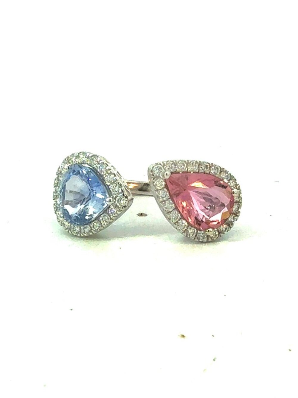 Natural Sapphire Tourmaline Diamond Ring Size 6.5 14k Gold 4.96 TCW Certified